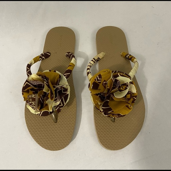 Reneshanta African Ankara Handmade Flip Flops Size 10 - Picture 1 of 7
